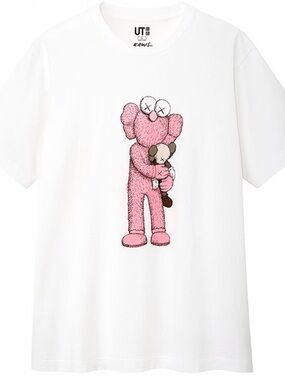 KAWS x Uniqlo Pink BFF Logo Tshirt - Size M BNWT